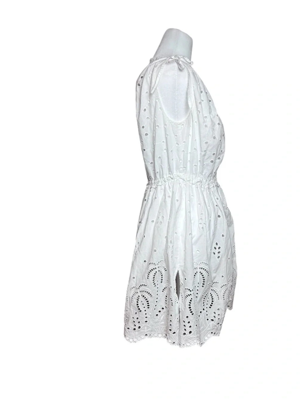 Talbots White Eyelet Beach Cover Up Size Small Boho Swim‎ Coverup Stretch Waist